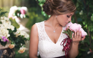 Woman white dress flower bokeh - a white dress holding free wallpaper