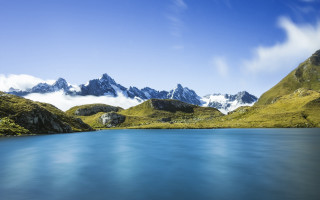 Mountain lake bridge forest clouds - lake free wallpaper