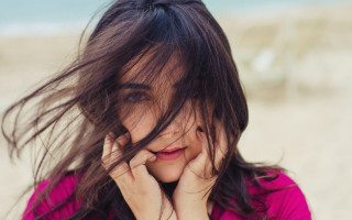 Beach woman longhair wind portrait - the beach free wallpaper