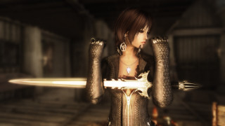 Futuristic woman sword gothic dark - a futuristic outfit holding free wallpaper