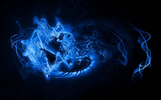 Blue swirling illusionism fire electricity - dragon art free wallpaper