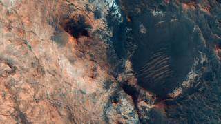 Satellite image mountain crater landscape - space art free wallpaper for desktop