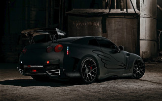 Black sports car dark garage - plasticien free wallpaper