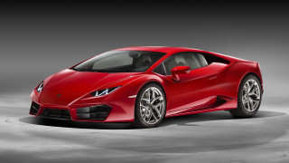 Red sports car studio photo 6 - a gray background behind free wallpaper