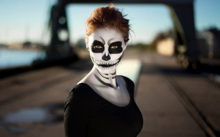 Skeleton makeup gothic bridge beauty - a bridge in the background free wallpaper