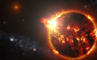 Sun red center black stars - a sun free wallpaper