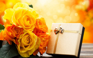 Yellow roses gift bouquet autumn - a bouquet free wallpaper