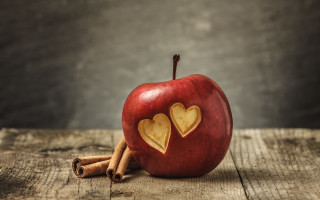 Red apple heart cutout cinnamon - a red apple free wallpaper