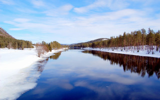 Snowy river forest bridge city - river free wallpaper