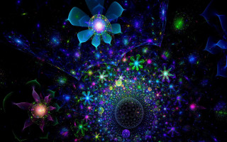 Fractal psychedelic christmas starry sky - image of a flower free wallpaper