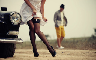 Man woman car dirt road - a dirt road free wallpaper