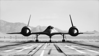 Large jet runway mountains clouds - a large jet free wallpaper