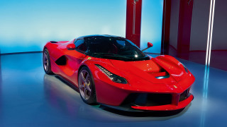 Red sports car garage blue - a blue wall free wallpaper