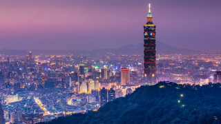 City skyline tower mountain night - a mountain in the foreground free wallpaper