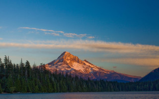 Mountain lake trees sunset nature - naturalism free wallpaper