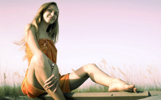Woman dress sitting grass pink - daphne mcclure free wallpaper