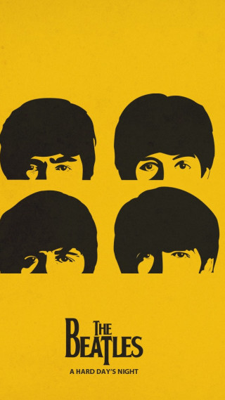 Beatles poster yellow background faces - international typographic style free wallpaper