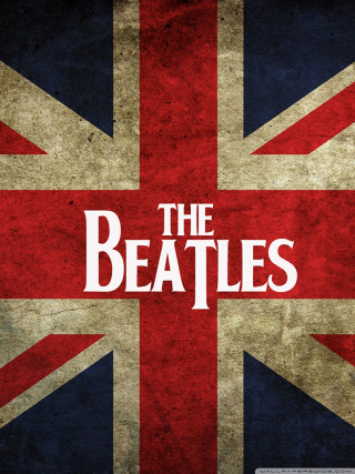 British flag beatles grungy background - international typographic style free wallpaper