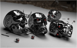 Skulls red eyes skull head - a pair of scissors free wallpaper