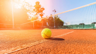 Tennis ball court net sunset 2 - a tennis ball free wallpaper