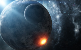 Space distant planet aurora moon - a distant object in the background free wallpaper
