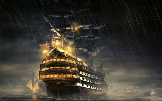 Ship lights smoke cinematic fantasy - cyril rolando free wallpaper