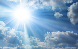 Sun clouds plane jet beach - a bright sun free wallpaper