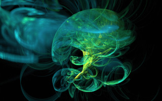 Green yellow smoke swirls fractals - the dark sky free wallpaper