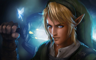 Horned male sword butterfly fantasy - blue eyes holding free wallpaper