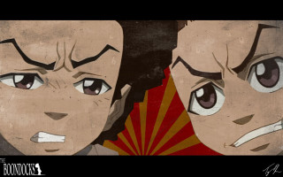 Anime couple big eyes fan - a comic book panel free wallpaper