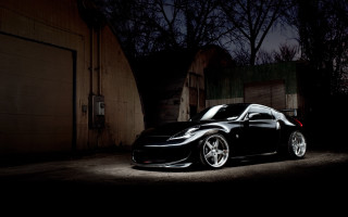 Black sports car dark alley - a dark alley free wallpaper