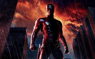 Red suit man rainy city - the rain in a city free wallpaper
