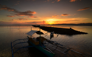 Boat sunset water clouds beach - sunset free wallpaper