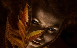 Woman snake face portrait blue - fake free wallpaper