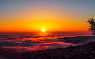Sunset mountain tree cloud valley - sunrise free wallpaper