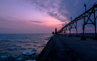 Pier ice floes sunset clouds - ice flo free wallpaper