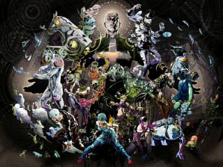 Group people black background clock - neoexpressionism free wallpaper