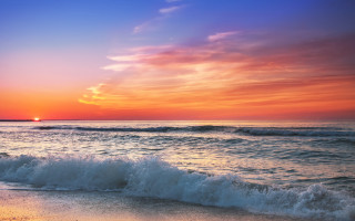 Sunset ocean boat beach ashbaugh - the beach in the foreground free wallpaper
