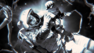 Space man gun woman matte - a man in a space suit holding free wallpaper