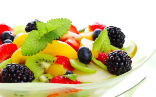 Fruit salad mint spoon photorealism - arcimboldo free wallpaper