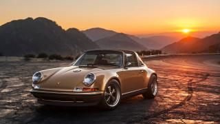 Tan porsche mountains sunset desert - sunset free wallpaper