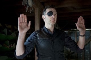 Man black eye patch hands - his face free wallpaper