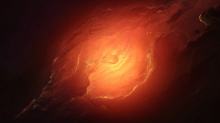 Fiery aurora nebula moonlit mountainous - smaller free wallpaper