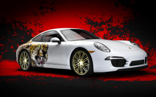 White tiger car blood splatter - a tiger free wallpaper
