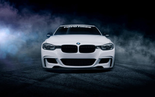 White car bmw hood smoke - the dark free wallpaper