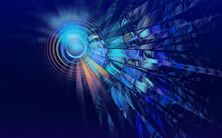 Blue abstract circular design geometric 2 - beeple free wallpaper