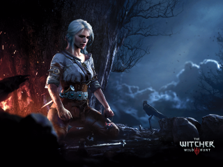 Woman knife dark forest crow - cedric peyravernay free wallpaper