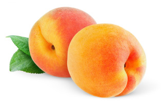 Two peaches green leaf white - the top of them free wallpaper