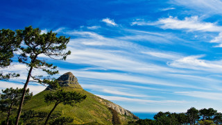 Mountain tree blue sky clouds - blue sky free wallpaper