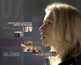 Blonde woman black shirt looking - a caption in the middle free wallpaper